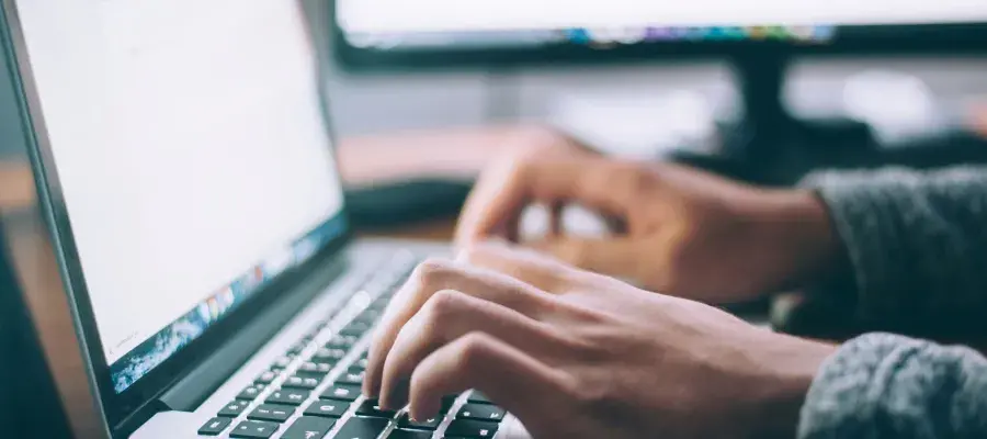 Grant writing on a computer