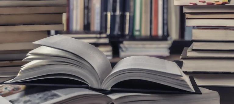 Open book in a library