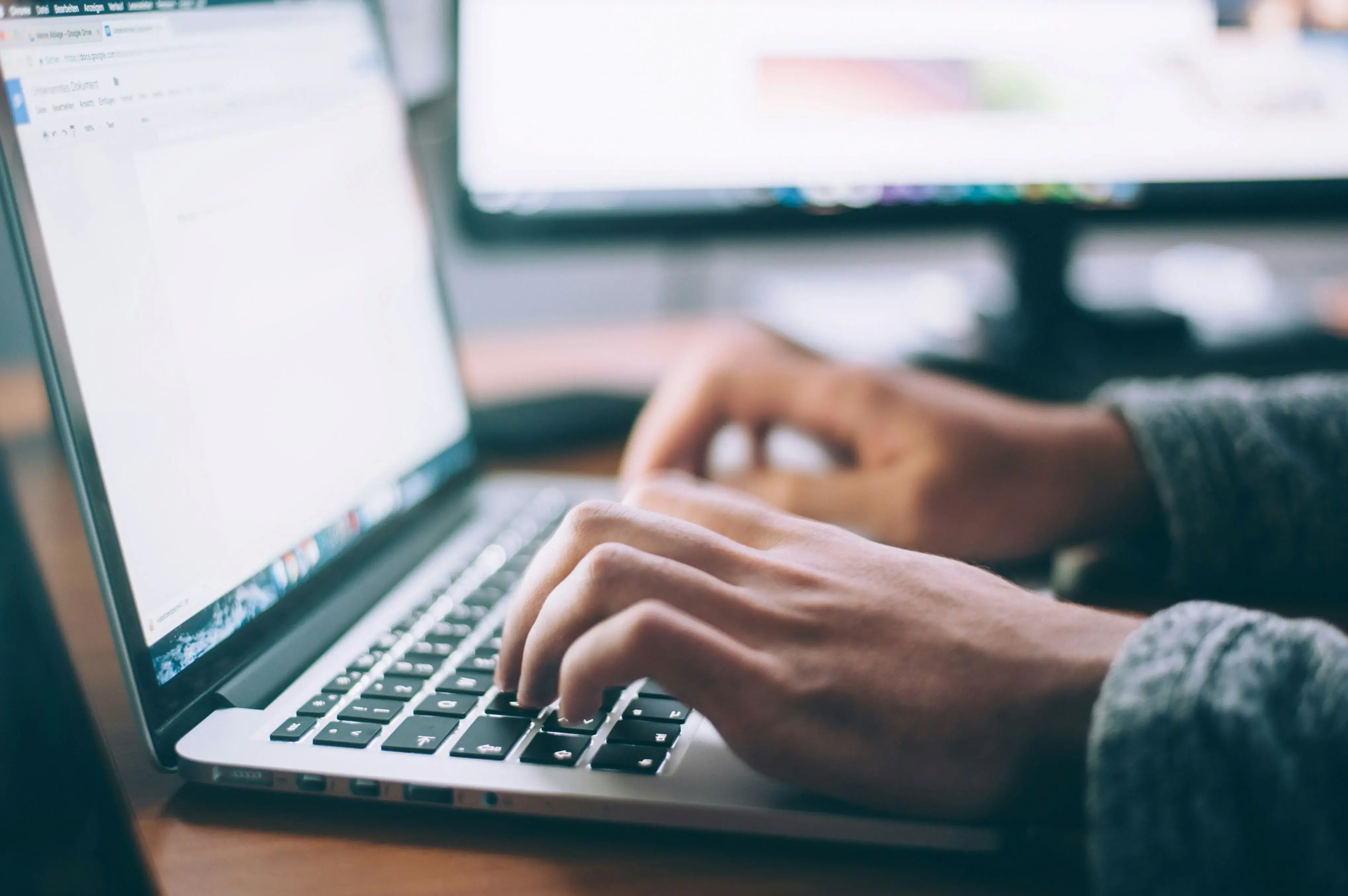 Grant writing on a computer