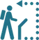 line drawing of a walker with a backpack at a sign. a dotted arrow from the sign points back the way they came from